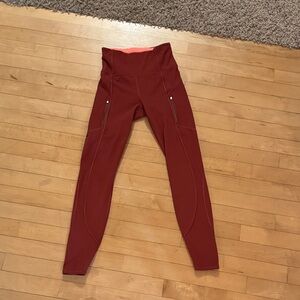 Athleta Rainier Tight in maroon color